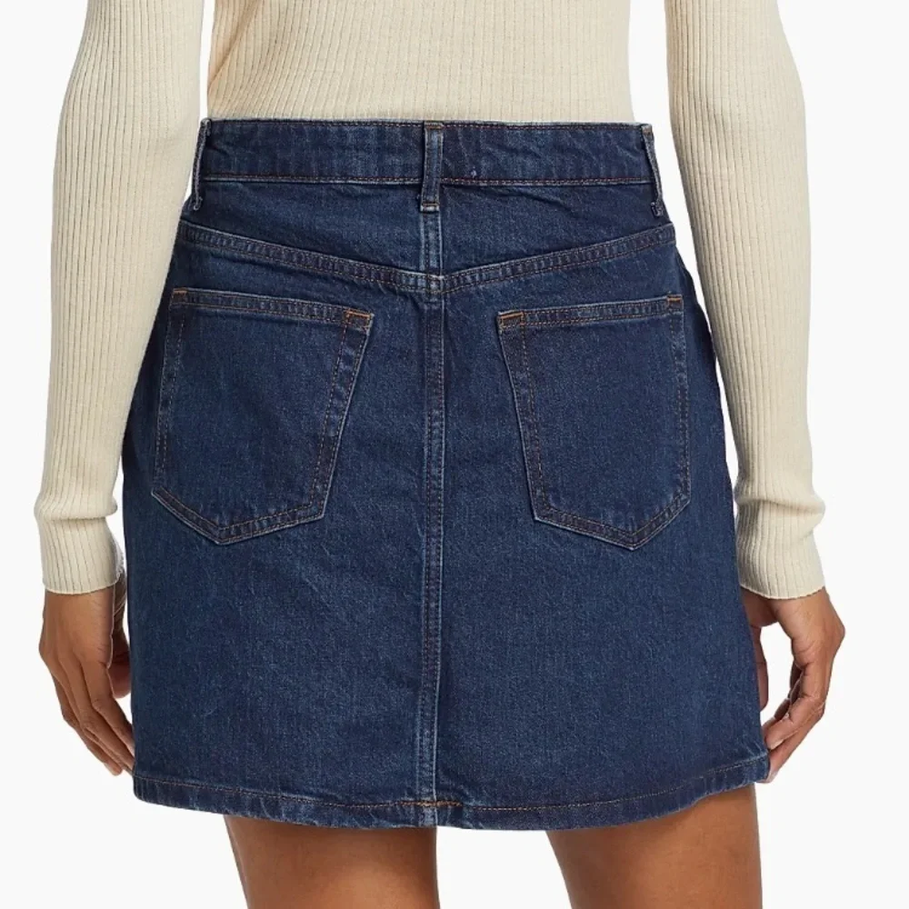 Reformation Lydia Denim High-Rise Mini Skirt Size 30 Dark Wash Navy Blue